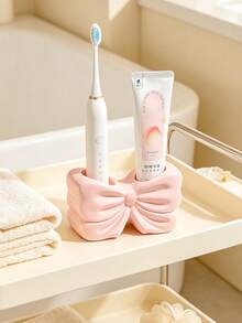 1 Stück süßer Zahnbürstenhalter in Schleifenform, wasserdichtes Badezimmer Aufbewahrungszubehör, geeignet für Elektrische Zahnbürsten, Zahnpasta, Makeup Pinsel, Ablage für Schminktisch. Schöne und praktische Badezimmer Accessoires für den Einsatz in Badezimmern, Wohnheimen und Zuhause. - Verschiedenfarbig - Übersicht 4