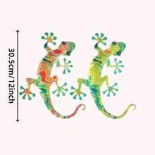 2pcs Colorful Metal Gecko Wall Decor, Suitable For Garden, Yard, Living Room, Bedroom, Patio, Balcony, No Electricity Needed, Outdoor Fence Art Decoration, Ideal Gift For Family And Friends - 2 Geckos - View 8