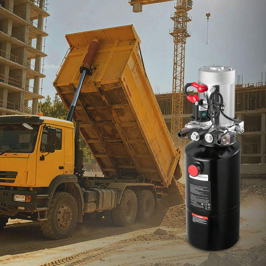 8 Quart Hydraulic Power Unit, Double Acting Dump Trailer Pump, 3200 PSI Max Relief Pressure & 0.91 GPM Flow Rate, DC 12V Hydraulic Pump With Metal Reservoir For Dump Trailer Car Lifting - 8 Quart - 查看 1