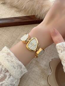 1pc New Fashion Women's Watch, Elegant Triangular Dial, Business Quartz Watch, Suitable For Daily Life, Parties And Banquets - White - View 3