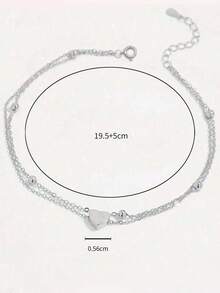 1条S925纯银浪漫双层心形脚链，时尚简约甜美优雅ins风，适合日常、休闲、派对、度假等场合，低调百搭，情人节礼物 - 愛心 - 查看 7