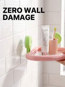 Vibrant Macaron Color Suction Cup Large Capacity Storage Rack, Strong Load-Bearing Capacity To Prevent Items From Falling, Fashionable Minimalist Bathroom Shelf, Suitable For Renters And Professional Organizers, Durable Anti-Rust Shower Caddy, Applicable For Bathroom Cabinet, Bathroom Decor, Bathroom Essentials - Multicolor - View 10
