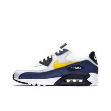 Nike Air Max 90 bequeme und strapazierfähige Laufschuhe mit Obermaterial aus Stoff und Synthetikleder, Unisex, Weiß, Blau und Gelb - AJ1285-101 - Übersicht 8