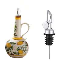Olive Oil Bottle, Underglaze Relief Ceramic Oil & Vinegar Cruet, Kitchen Accessories Storage Dispenser Container, Seasoning Oil Bottle - Multicolor - View 16