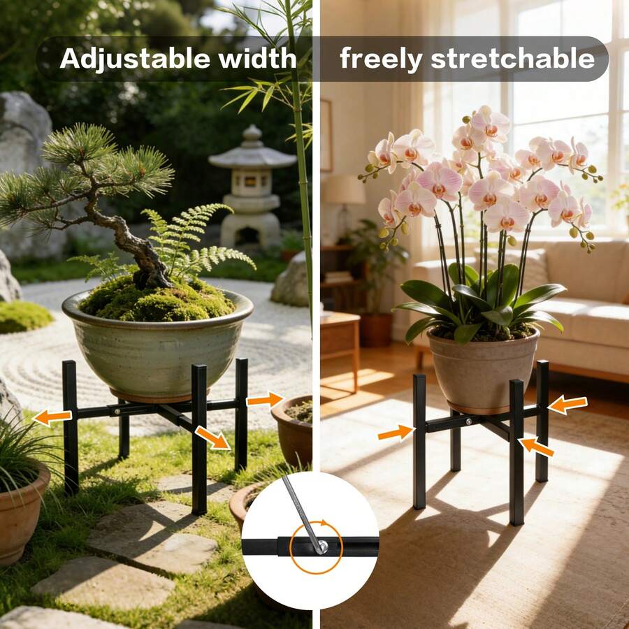 1pc Adjustable Plant Stand - Modern Iron Cross Expandable Flower Pot ...
