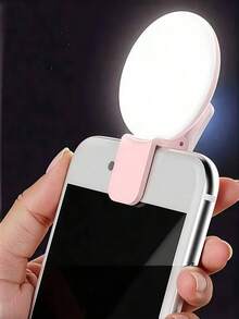 1pc Portable Mini Clip-On Selfie Fill Light, LED Round Phone Fill Light, Suitable For Phone And Computer, Perfect For Makeup, Zoom Meetings, Live Streaming, Vlog Shooting, Perfect Selfies And Video Calls, Travel, Room Decoration, LED Light - A - View 3