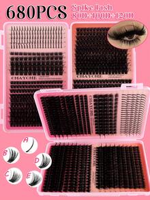 CMAYOME 680pcs D-Shaped Synthetic False Eyelashes, Including Various Density Long Lash Clusters, Soft Lash Bundles, And Mixed Lengths Of 8-16mm. Suitable For Lightweight, Waterproof And Sweat-Proof Single Cluster 3D Effect False Lashes To Create Natural And Dramatic Daily Makeup Looks - Multicolor - View 5
