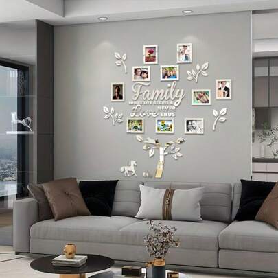 Bộ 10 miếng dán tường hình cây gia phả bằng acrylic kèm khung - Miếng dán tường tự làm cho phòng khách, phòng ngủ, những câu nói truyền cảm hứng cho đám cưới, Ngày Valentine, Lễ Tạ ơn, Giáng sinh, Sinh nhật.