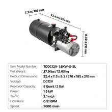 8 Quart Hydraulic Power Unit, Double Acting Dump Trailer Pump, 3200 PSI Max Relief Pressure & 0.91 GPM Flow Rate, DC 12V Hydraulic Pump With Metal Reservoir For Dump Trailer Car Lifting - 8 Quart - 查看 7