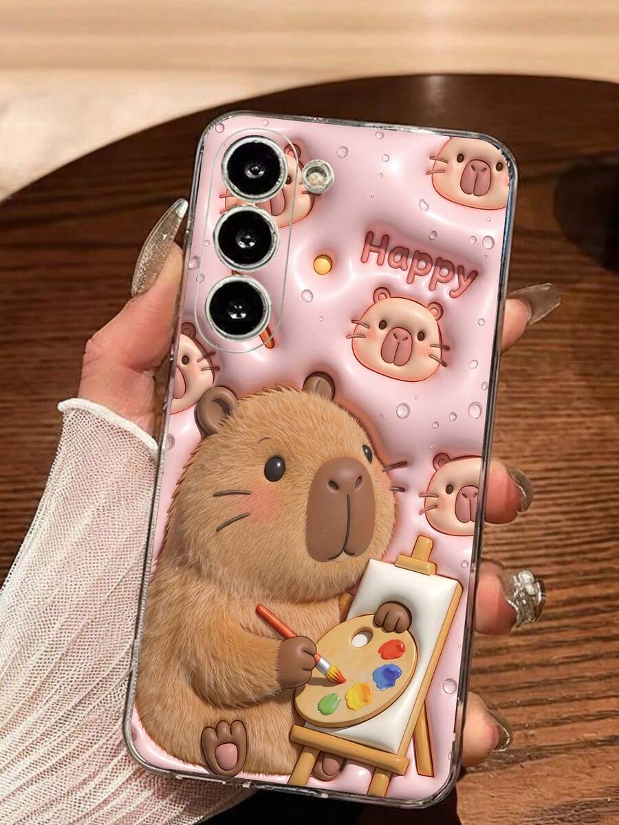 1个透明软壳保护套，印有水豚图案，兼容华为荣耀、Galaxy A04e/12/A13/A14/A34/A50/A52/A53/A54/S21/S22/S23/S24/S25/S25 Ultra/S25 FE/S26/S26 Plus/S26 Ultra/S26 Edge、6A/7A/8A、12T/13T/15T/15T Pro - 無色 - 查看 1
