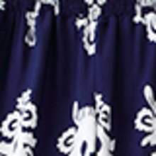 女士高腰阔腿裤，采用无弹力涤纶面料，图案醒目，舒适休闲，适合度假穿着。 - 藏蓝色 - 查看 8