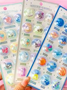 梦幻宇宙糖果主题3D水晶贴纸，可爱太空幽灵棒棒糖造型树脂贴纸，防水耐磨贴纸，适用于日记本、笔记本、杯子、儿童DIY创意贴纸套装 - 彩色 - 查看 7
