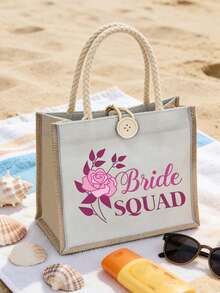 Túi Tote Đội Cô Dâu - In chữ "Bride Souad", Túi Tote Vải Linen, Túi Tote Thời Trang Hàng Ngày, Phụ Kiện Đám Cưới Cho Đội Phù Dâu, Thích Hợp Cho Những Chuyến Đi Chơi Cuối Tuần, Đi Biển Và Kỳ Nghỉ Hè, Quà Lưu Niệm Đám Cưới, Món Quà Tuyệt Vời Cho Mùa tựu Trường, Mùa Hè, Ngày Valentine, Ngày của Mẹ hoặc Lễ Tạ Ơn - Nhiều màu - Xem 8