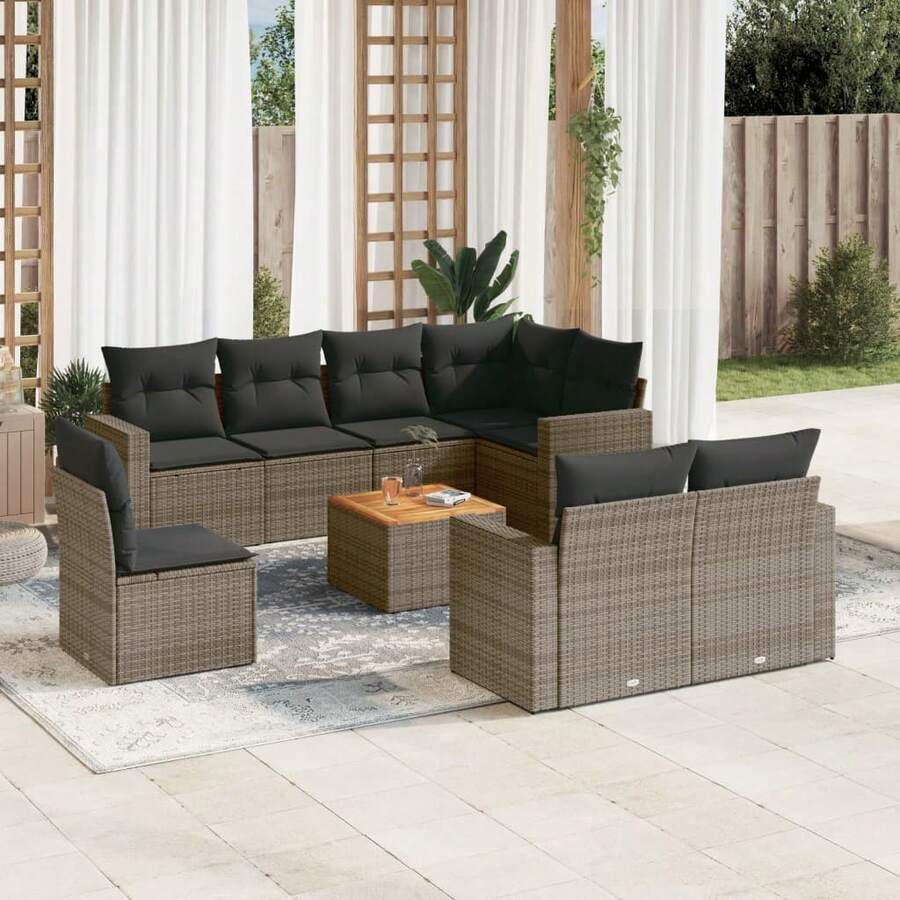 vidaXL Juegos de mesa y sillas para exteriores - Gris - Ver 1
