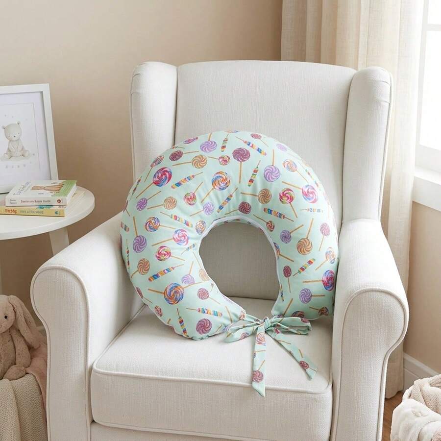 Nursing Pillow Cover Refill Model In Printed Fabric - Green Sweets - View 1
