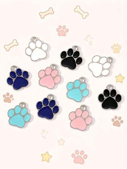 10/20/50/100个可爱猫爪/狗爪印油滴吊坠饰品，DIY耳环、钥匙扣、珠宝配件