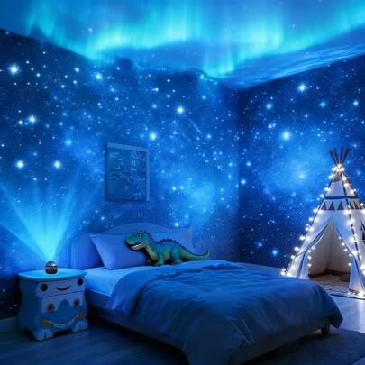 Máy chiếu Polaris kèm điều khiển từ xa, thiết kế tối giản, cấp nguồn qua USB, đèn LED xanh dương. Thích hợp để tạo không gian thư giãn trong văn phòng hoặc nhà, và là món quà tuyệt vời cho các dịp lễ kỷ niệm và Giáng sinh.