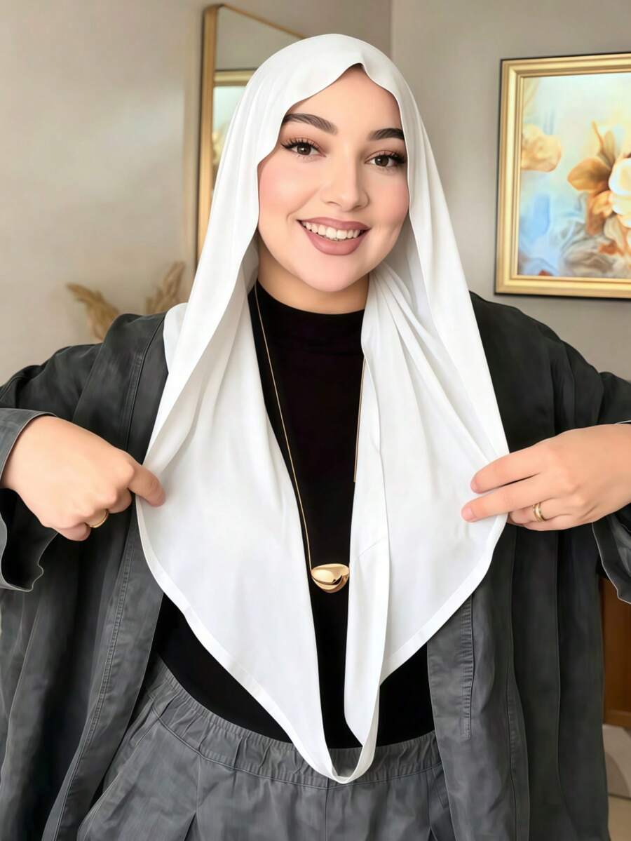 1件装女士经典纯色头巾，预缝制头巾式围巾，可调节长度，多功能实用弹力头巾，柔软舒适的粘胶纤维面料，适合日常佩戴、运动、瑜伽、海滩、度假等场合。