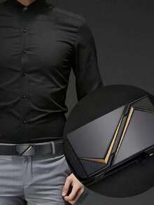 男士真皮皮带，自动扣设计，商务休闲风格，耐用腰带，时尚新款，四季皆宜。 - 金色 - 查看 4