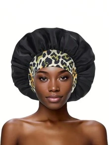 1顶女士加厚弹力缎面睡帽，适合日常佩戴，丝绸缎面睡帽 - 多色豹紋款-A - 查看 13