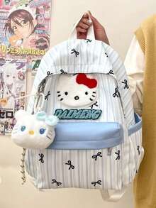 SANRIO Ba lô nữ Hello Kitty in hình hoạt hình dễ thương, túi du lịch mùa hè, ba lô nhẹ hàng ngày, thiết kế nhân vật đáng yêu. - Nhiều màu - Xem 2