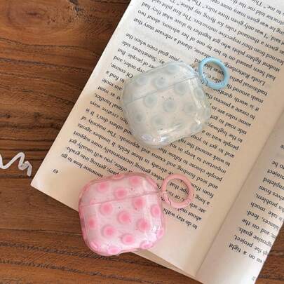 Ốp tai nghe hình tròn mực loang màu hồng và xanh dương thời trang, sáng tạo, phù hợp với Pro 3, New Pro 2, Apple 4 Minimalist 3 dễ thương, ốp tai nghe nửa vòng cá nhân hóa dành cho nữ.