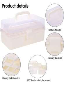 3-Layer Foldable Transparent Plastic Waterproof Buckle Handle Storage Box, Suitable For Handicrafts And Multi-Purpose Organization - Multicolor - View 8