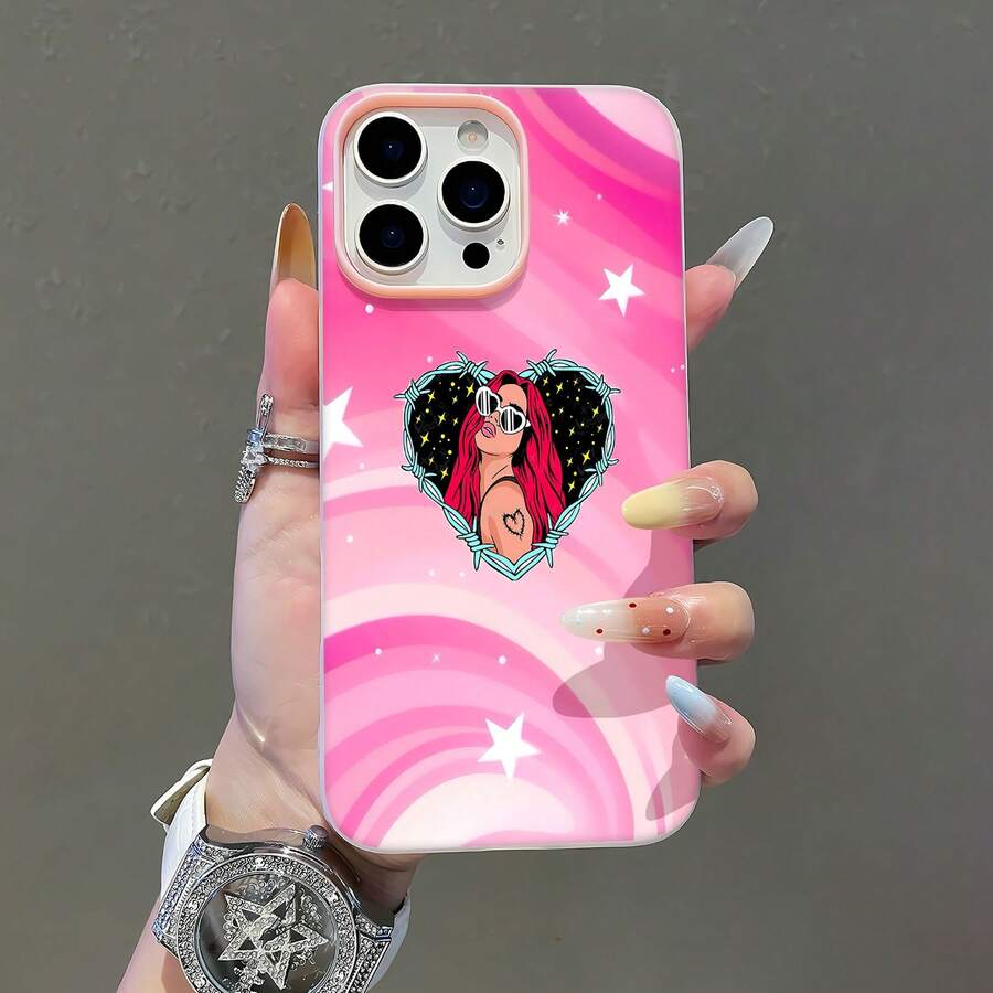 Corazón rosa estilo arte pop de .funda de teléfono Fundas compatibles con ,Apple,VIVO,OPPO,,, y Honor.Fabricadas en silicona TPU,ofrecen protección contra golpes y caídas. - Rosa - Ver 1