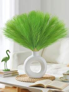 40/30/20/10pcs Artificial Pampas Grass, 54cm (21.27 Inches) Tall. Fluffy Silk-Like Artificial Pampas Grass Bouquet. They Are Bohemian Style Decor. Suitable For Valentine's Day Decor, Bouquet Accessories, Home, Living Room, Kitchen, Wedding, Vase, Bedroom, Room, Garden, Spring Decor And Back To School Season. - Green - View 2