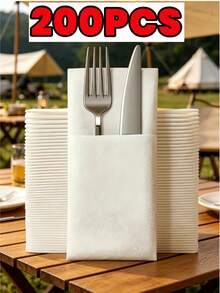 (50/100 chiếc) Bộ khăn ăn dùng một lần chất liệu vải lanh, Túi đựng dao nĩa đám cưới, Túi đựng dao nĩa Giáng sinh, Túi đựng dao nĩa tiệc tùng, Túi đựng dao nĩa dùng một lần chất lượng nhà hàng, Trang trí bàn ăn trang nhã, Thích hợp cho lều, sân hiên, đám cưới, khách sạn, nhà hàng, quán bar, tiệc tùng và các dịp đặc biệt | Trang trí bàn ăn tinh tế, Túi đựng dao nĩa, Túi đựng khăn ăn, Quà tặng Ramadan và Eid, Quà tặng, Trang trí nhà cửa, Đồ dùng nhà bếp, Dụng cụ nhà bếp, Quà tặng và quà lưu niệm - Trắng ngọc trai - Xem 2