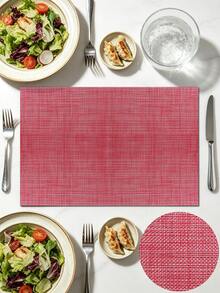 1/4/6/120pcs Luxury Rectangular PVC Woven Placemats, And Odorless, Waterproof, Oil-Proof, Washable, Easy To Clean, Good Heat Insulation, Effectively Protects Dining Table And Kitchen Countertop, Reversible, Flexible And Non-Deforming, Wear-Resistant And Durable, Long-Lasting, Lightweight And Easy To Store; High-Quality Texture, Both Practical Tableware Mat, Bowl/Plate/Cup Coaster, And Beautiful Tabletop Decoration Mat - Multicolor - View 11