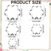 5pcs Stainless Steel Flower Shaped Cookie Cutters, Multi-Size, For Making Sandwiches, Fruits & Vegetables, Suitable For Various Festivals Baking - Silver - View 9