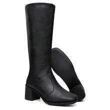 Women's High-Top Boot With Block Heel And Square Toe - Elegant - - 黑色 - 查看 4