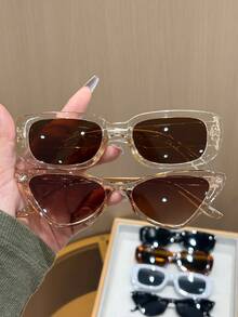 8pcs Plastic Women Shaped Full Frame Leopard Print Black Two Tone Classic Hot Girl Style Modern Simple Style Shades Basics Fashion Glasses For Summer Beach Vacation Going Out Outfits - Multicolor - View 2