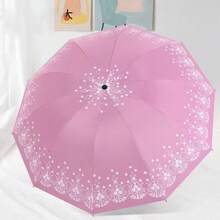 1pc 10-Rib Large Floral Pattern Folding Umbrella With UV Protection, Casual Lightweight Portable Compact Umbrella For Rainy/Sunny Outdoor Activities - Multicolor - View 21