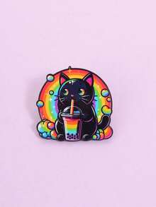 1枚彩虹猫珐琅胸针 可爱动物胸针 翻领别针 徽章 背包服装配饰 卡通饰品 朋友礼物 - 彩色 - 查看 4