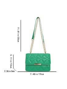 1pc Fashionable Solid Color Pressed Texture Flap Chain Mini Shoulder Bag,Purses For Women - Green - View 4