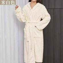 1pc Flannel Robe, Soft & Comfortable Sleepwear For Bedroom, Bathroom, Pool - White - View 13
