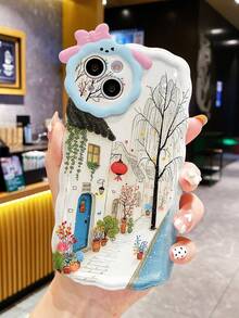 兔子相机小屋树图案防摔手机壳，兼容 14、14 Pro、14 Pro Max、13、13 Pro、13 Pro Max、11、11 Pro Max、12、12 Pro、12 Pro Max、XR、XS，高级防摔手机壳 - 彩色 - 查看 3
