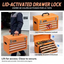 Professional Grade Heavy Duty Steel 2-In-1 Detachable Tool Chest, Large Capacity 5 Drawers Rolling Tool Storage With Smooth Glide Drawers, Easy-Grip Lid Lock & 360° Swivel Wheels, User-Friendly Organizer For Home, Garage & Workshop, Orange - Orange 5Tier Detachable Rolling Tool Chest - View 4