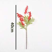 3 Stems Soft Artificial Red Mimosa Flowers, Home Wedding Party Tabletop Vase Decor, Vase Not Included - Yellow - View 6
