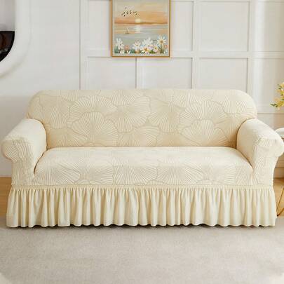 1件贝壳纹理沙发套，现代北欧简约风格，弹力加厚防滑沙发套，适用于1/2/3/4人座L型沙发，客厅、卧室、酒店客房日常装饰