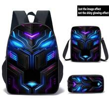 Three Pieces Funny Pattern Student Backpack 15", Lightweight Outdoor Leisure Backpack For Boys, Three Pieces Combination Of School Bag, Crossbody Bag, And Pencil--Just The Image Effect Not The Shiny Glowing Effect - Multicolor - View 13
