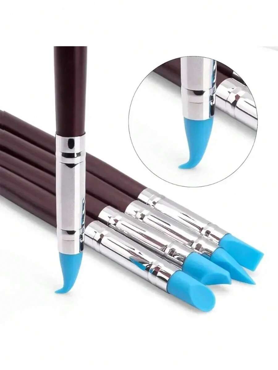 Bộ 5 món dụng cụ nặn đất sét silicon dùng để tạo hình cọ, chấm bi, vẽ móng nghệ thuật, nặn gốm sứ, tự làm đồ chạm khắc, điêu khắc gốm. - Nhiều màu - Xem 1