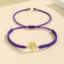 1pc 304 Stainless Steel 18K Gold Plated Five-Petal Flower Bracelet, Minimalist Adjustable Handmade Braided Nylon Rope Flower Bracelet, 12 Colors Matching Couple Bracelets, Suitable For Men And Women Daily Wear, Perfect Holiday Gift - Multicolor - View 18