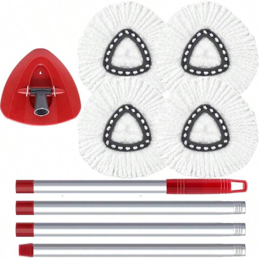 O - Cedar Spin Mop, Base, Handle EasyWring 1 System, 4 Microfiber Mop Refills, 1 Base And 30 - 58in Handle Set Combo, White - trắng - Xem 1