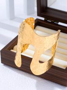 1件装夸张几何开口手镯（女士款） - 金黃色 - 查看 6