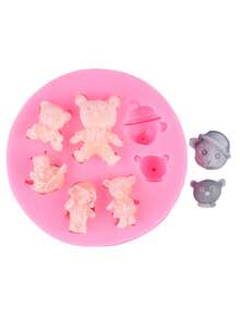 1个，7个卡通熊形硅胶烘焙模具 - 彩色 - 查看 3