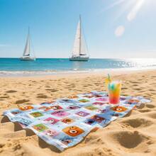 1 chiếc khăn tắm biển cỡ lớn bằng sợi microfiber, nhanh khô, họa tiết chó hoạt hình và máy ảnh, thấm hút tốt, chống cát, thích hợp cho bãi biển/du lịch/bơi lội/yoga, quà tặng thiết yếu cho kỳ nghỉ biển (in một mặt) - Nhiều màu - Xem 9