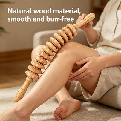 Wooden Massage Stick, 9/12 Wheel Massage Hammer Massager, Massage Meridians To Relax Neck, Waist, Thigh Acupoints, Relieve Fatigue